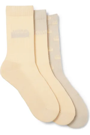 HUGO BOSS Lot de trois paires de chaussettes mi-hautes à logos revisités