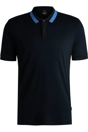 HUGO BOSS Polo Slim en coton mercerisé avec col à rayures