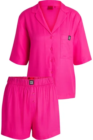 HUGO BOSS Pyjama-short avec étiquettes logotées