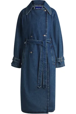HUGO BOSS Trench croisé en denim foncé