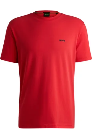 HUGO BOSS T-shirt Regular en coton stretch avec logo contrastant