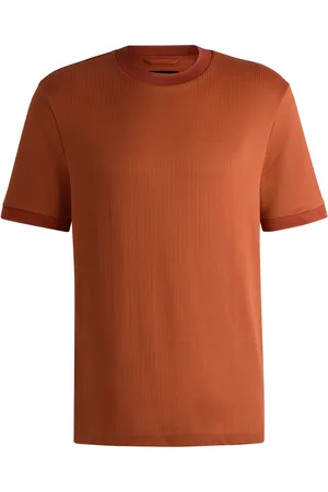 HUGO BOSS T-shirt regular en seersucker de coton mélangé