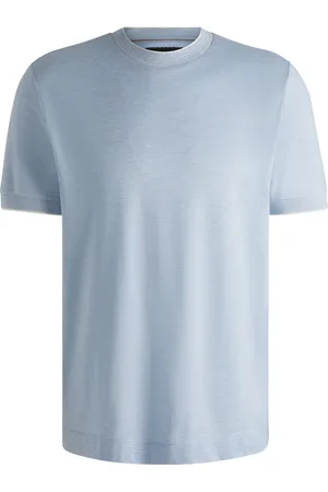 HUGO BOSS T-shirt en soie et coton à rayures fines