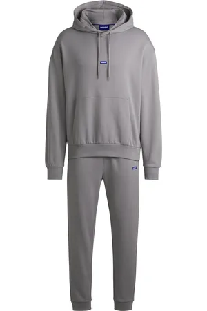 HUGO BOSS Survêtement en molleton de coton avec patchs logotés bleus