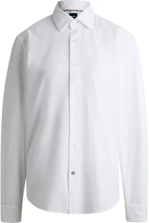 HUGO BOSS Chemise Regular en tissu bouclette italien de coton mélangé