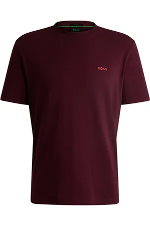 HUGO BOSS T-shirt Regular en coton stretch avec logo contrastant