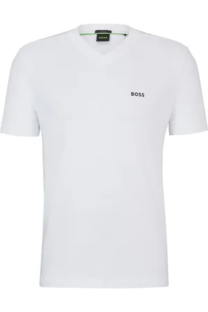HUGO BOSS T-shirt Regular Fit en coton stretch avec logo contrastant
