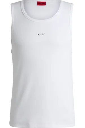 HUGO BOSS Débardeur en coton stretch côtelé à logo imprimé