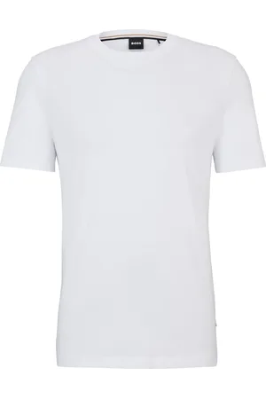 HUGO BOSS T-shirt Regular en jersey de coton avec col côtelé