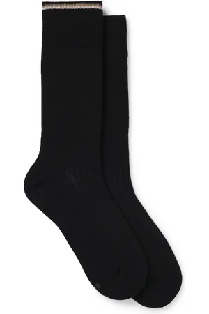 HUGO BOSS Lot de deux paires de chaussettes mi-mollet en coton mélangé