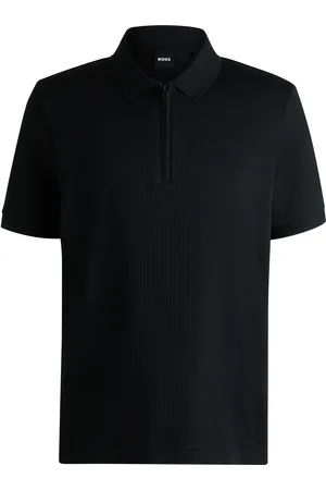 HUGO BOSS Polo en coton mélangé à la structure seersucker