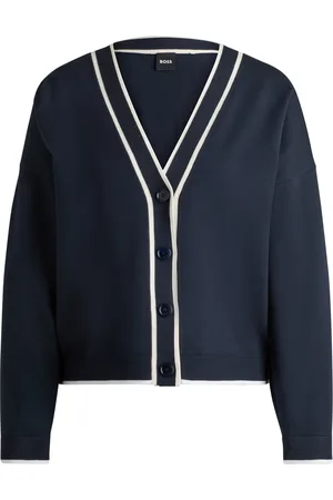 HUGO BOSS Cardigan à col V en tissu stretch avec fermeture boutonnée