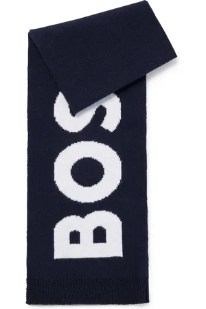 HUGO BOSS Écharpe pour enfant en maille de coton avec logo contrastant en jacquard tissé