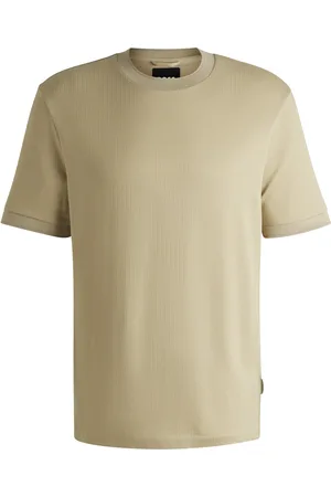 HUGO BOSS T-shirt regular en seersucker de coton mélangé