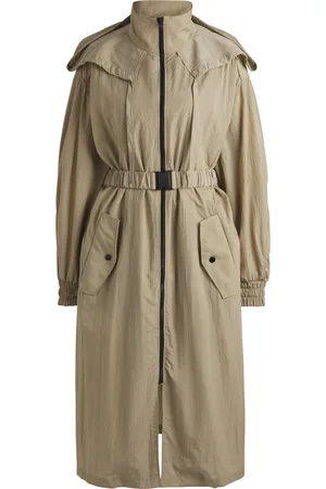 HUGO BOSS Parka longue en seersucker avec ceinture