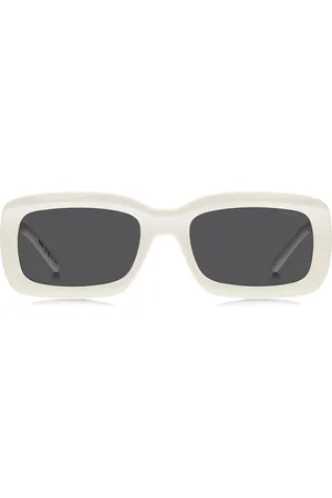 HUGO BOSS Lunettes de soleil blanches avec branches à logo revisité