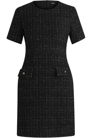 HUGO BOSS Robe en tweed à manches courtes et poches
