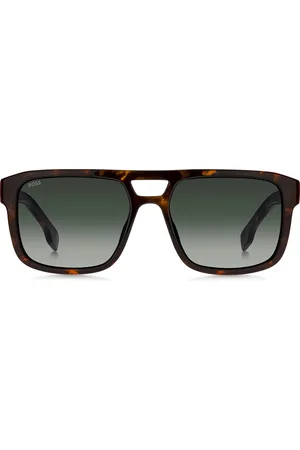 HUGO BOSS Lunettes de soleil double pont, en acétate à motif avec logo en relief