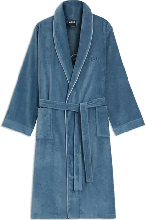 HUGO BOSS Peignoir en coton avec passepoil et logo brodé