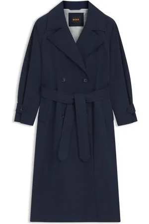 HUGO BOSS Trench en tissu peau de pêche avec logo brodé