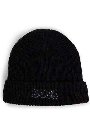 HUGO BOSS Bonnet à logo et doublure en fourrure synthétique pour enfant