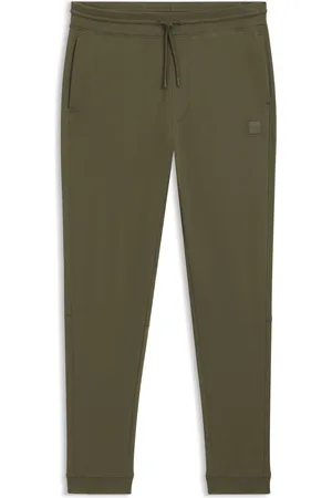 HUGO BOSS Bas de survêtement en molleton de coton avec patch logoté