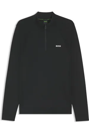 HUGO BOSS Pull en coton mélangé avec fermeture éclair courte et body-mapping
