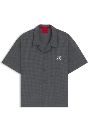 HUGO BOSS Chemise Regular en tissu gaufré avec logo brodé