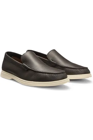 HUGO BOSS Mocassins en cuir foulonné avec logo