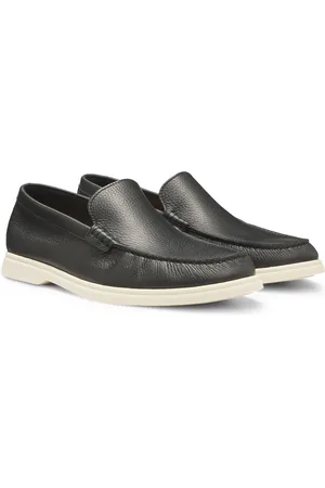 HUGO BOSS Mocassins en cuir foulonné avec logo