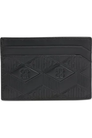 HUGO BOSS Porte-cartes en cuir avec logos géométriques