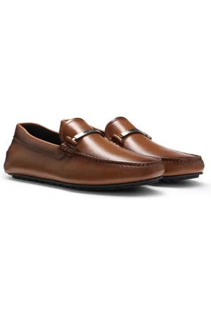 HUGO BOSS Mocassins en cuir avec garniture logotée