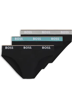 HUGO BOSS Lot de trois slips en coton stretch avec taille logotée