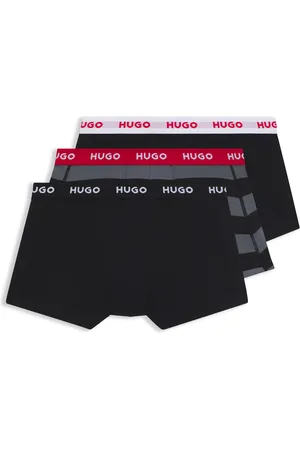 HUGO BOSS Lot de trois boxers courts en coton stretch avec taille logotée