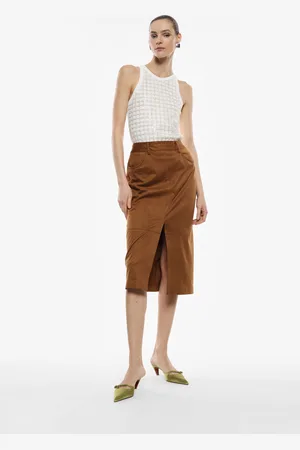 Imperial Jupe midi effet suede avec fente frontale