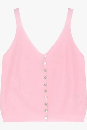 Imperial Top en maille sans manches à boutons