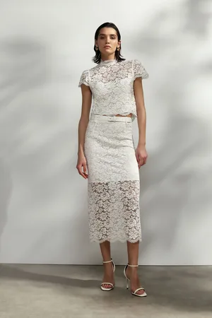 Imperial Jupe midi en dentelle avec ceinture