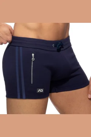 ADDICTED Short Sport Poche Zippée Bleu