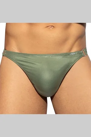 Es String Shiny Recycled Rib Kaki