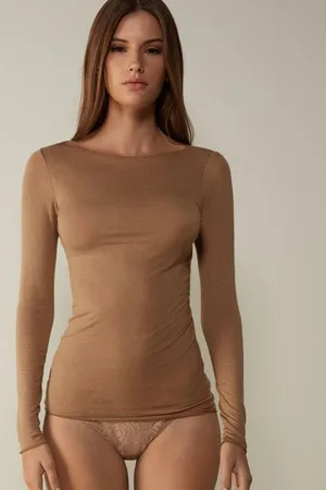 intimissimi T-shirt manches longues avec cachemire ultraléger Femme