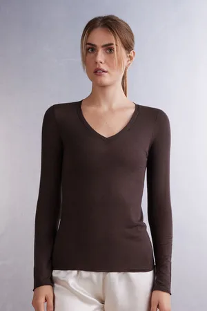 intimissimi T-shirt col V en modal ultraléger avec cachemire Femme