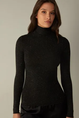 intimissimi T-shirt col montant en modal léger avec cachemire lamé Femme