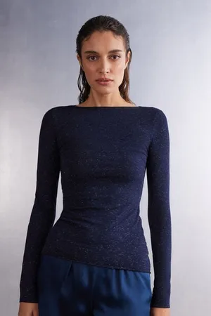 intimissimi T-shirt col rond en modal léger avec cachemire lamé Femme