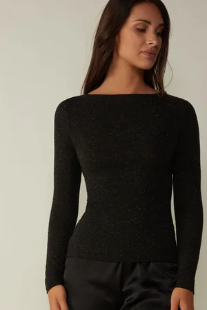 intimissimi T-shirt col rond en modal léger avec cachemire lamé Femme