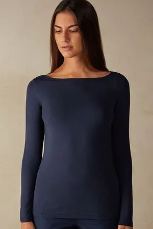 intimissimi T-shirt manches longues à col bateau en micromodal Femme