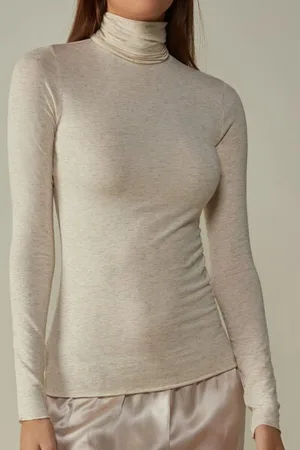 intimissimi T-shirt col montant en modal léger avec cachemire lamé Femme