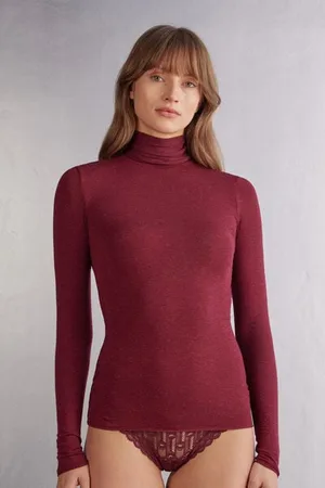 intimissimi T-shirt col montant en modal léger avec cachemire lamé Femme