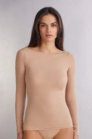 intimissimi T-shirt manches longues avec cachemire ultraléger Femme