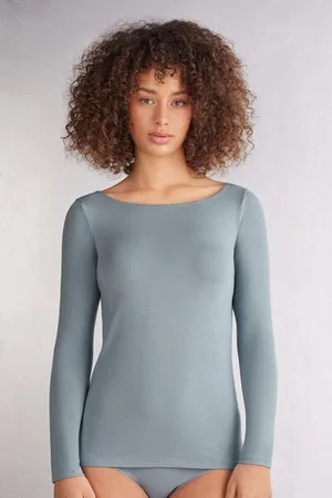 intimissimi T-shirt manches longues à col bateau en micromodal Femme