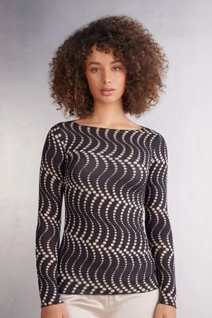 intimissimi T-shirt manches longues en modal ultralight with cashmere imprimé COOL ELEGANCE Femme